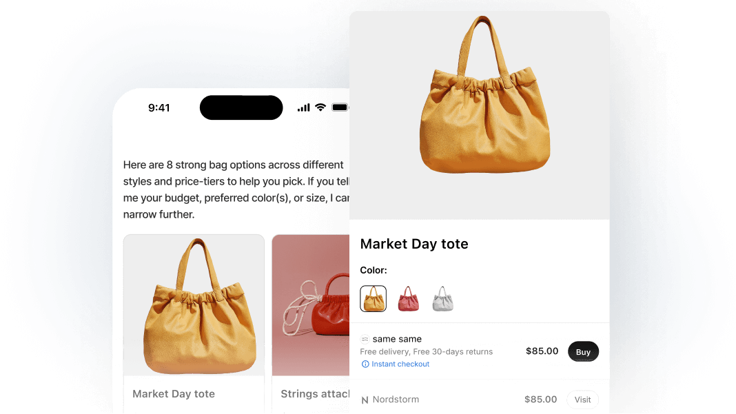 Shopify AI chat checkout flow interface